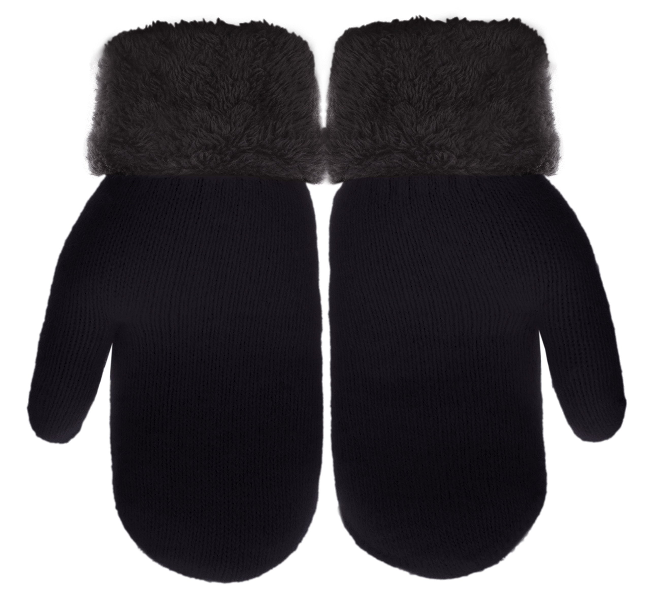 IL Caldo Womens Winter Gloves Plush Edge Warm Thick Knitted Mitten Drive Work Glove,Black