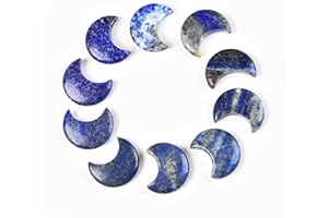 JIC Gem 10PC 1.2 Inches Lapis Lazuli Quartz Crystal Pocket Calming Worry Stone Moon,Thumb Stone Sets of 3cm
