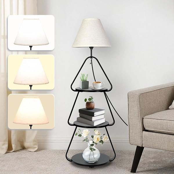 QUPUI FLOOR LAMP WITH SMALL ROUND SIDE TABLE,...