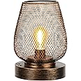 UBright Table Lamp Metal Cage LED Lantern Rechargeable with 4 Lighting Mode Cordless Lamp Decorative Light for Patio Bedroom Living Room Indoors Outdoors (Bulb Included) (1 Pack)