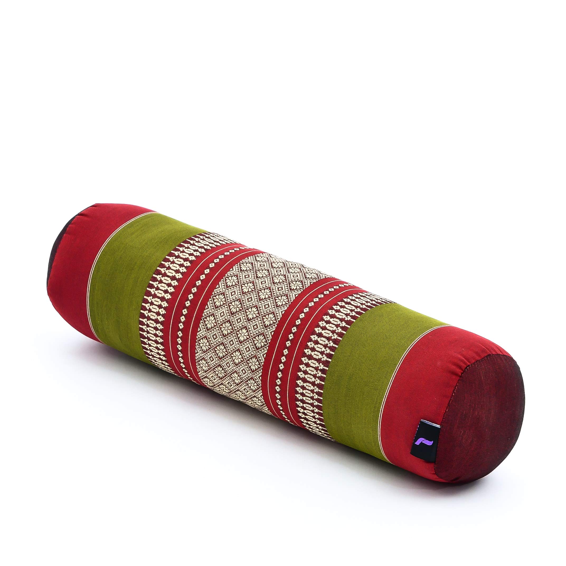 Leewadee Small Yoga Bolster – Shape-Retaining Cervical Neck Roll, Tube Pillow for Comfortable Reading, Kapok Filling, 50 x 15 x 15 cm, Green Red