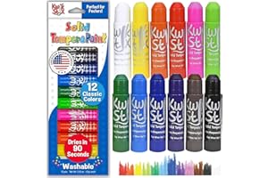 THE PENCIL GRIP Kwik Stix Solid Tempera Paint Sticks, 12 Colors, Washable Paint Sticks for Kids, Super Quick Drying, Non-Toxic, Allergen Free, Comes in Classic Rainbow Colors, Ideal for Kids and Toddlers