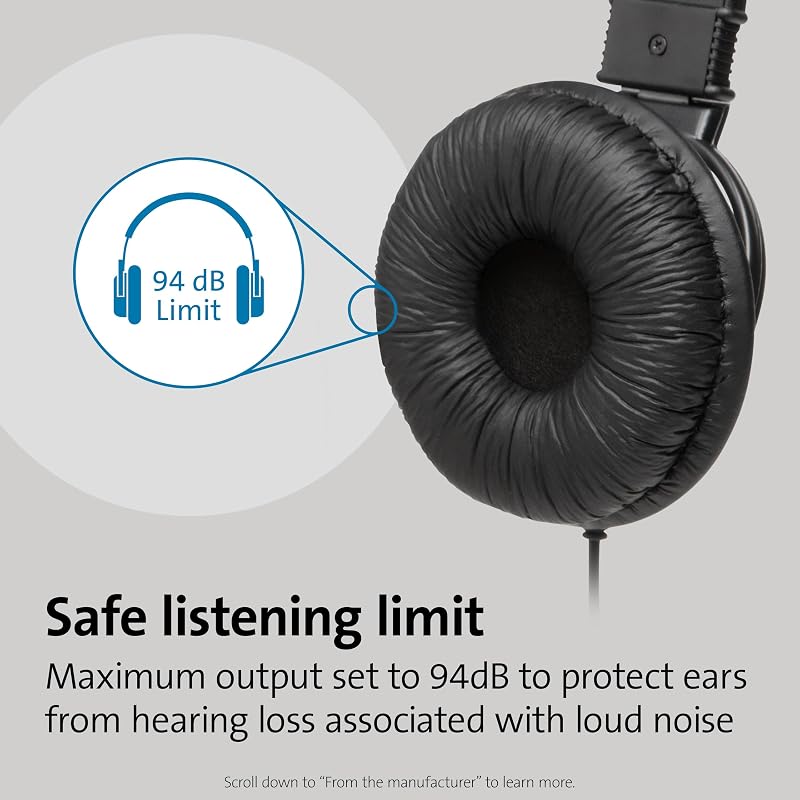 USB-HiFi-Kopfhörer mit Mikrofon, Hochwertiger Stereosound, Einstellbares Mikrofon mit Geräuschunterdrückung (Noise-Cancelling), Headset für Konferenzen, Calls oder Gaming, Schwarz, K97601WW