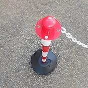 Coppia Dissuasori Con Catena Plastica - Paletti 900mm, Rosso/Bianco, Per Code E Parcheggi - Foto 9
