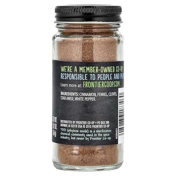 FRONTIER CO-OP FIVE SPICE POWDER, 1.92 OZ – SEASONING MIX OF CINNAMON, FENNEL SEED, CLOVES, STAR ANIES, AND WHITE PEPPER – FOR CHINESE INSPIRED ENTRÉES