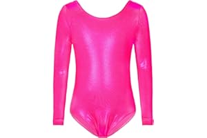TENVDA Gymnastics Leotards for Girls Sparkly Unicorn Rainbow Long Sleeve Kids Tumbling Outfit Age 2-9 Years Old
