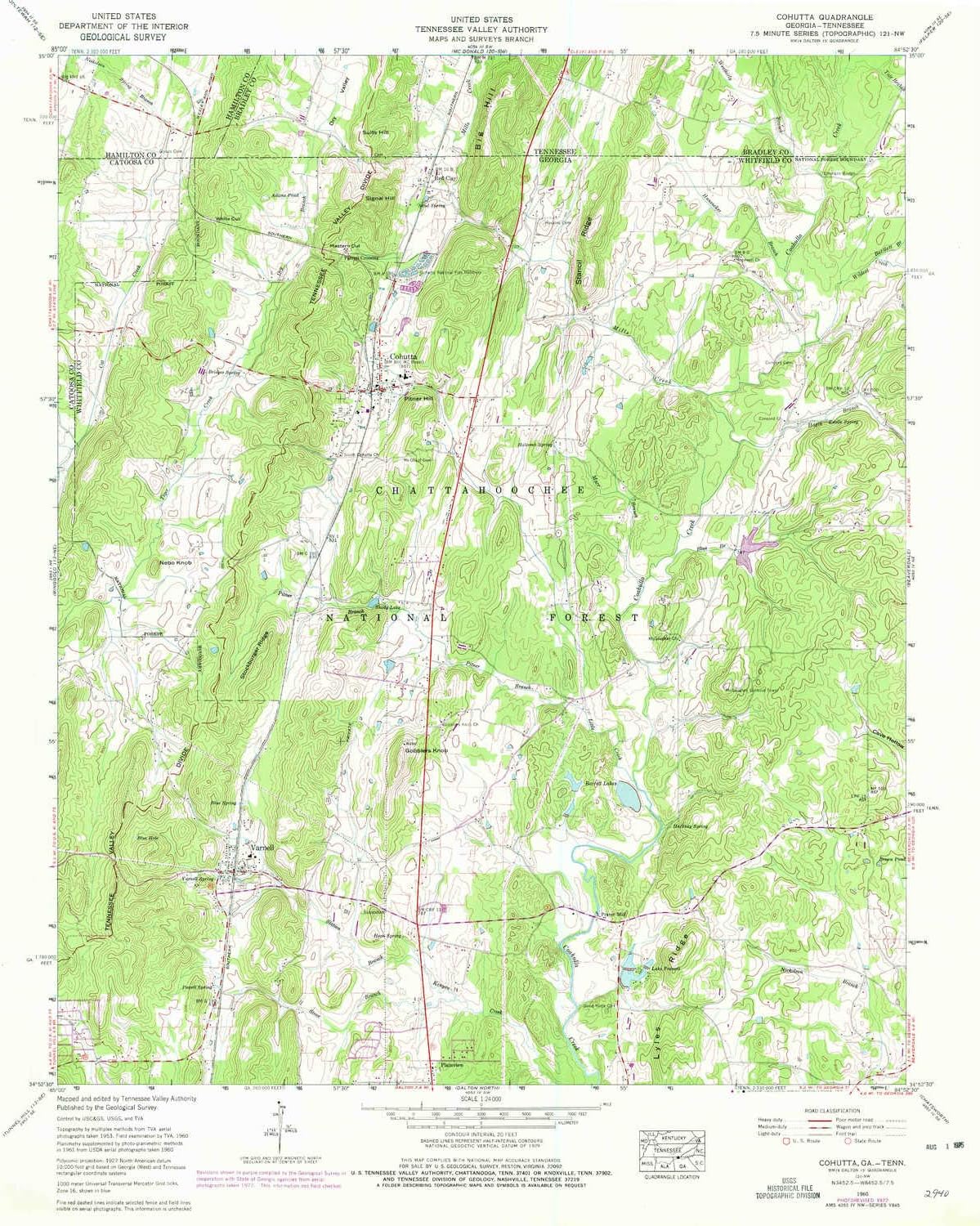 YellowMaps Cohutta GA topo map, 124000 Scale, 7.5 X 7.5