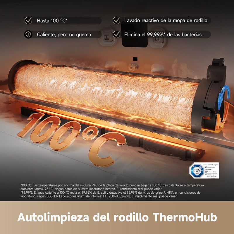 Aqua10 Ultra Roller Complete, Aspirador Robô, Rolos Autolimpáveis, Supera Obstáculos de 8 cm, Esvaziamento Automático, 30.000 Pa de sucção, Controlo Inteligente por Voz