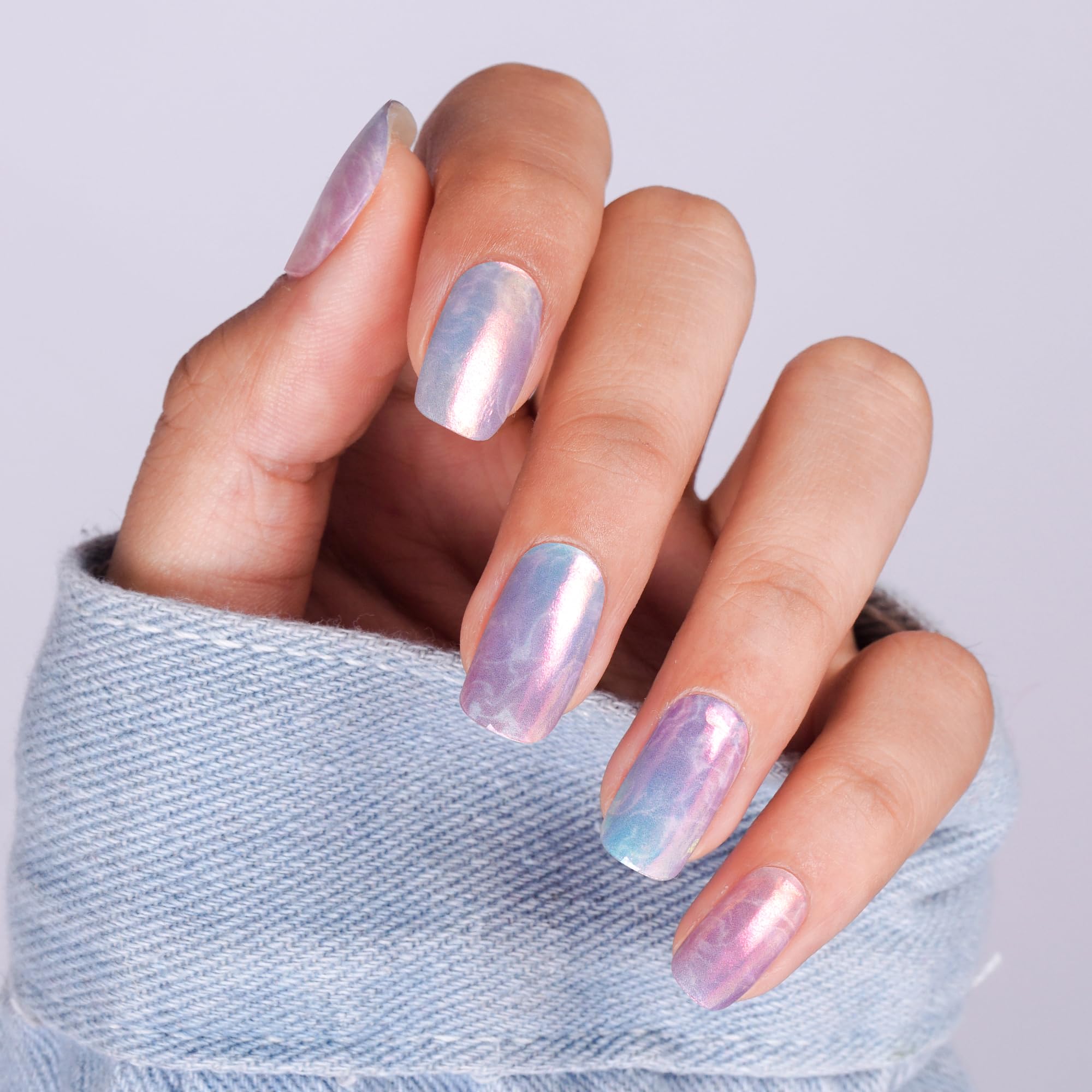 DANNI & TONI 28Pcs Semi Cured Gel Nail Strips, Aurora Colour Gel Nail Stickers,Salon-Quality Gel Nail Polish Strips Manicure Stickers Set(Fairyland)