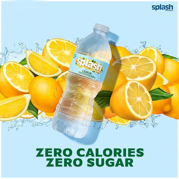 SPLASH REFRESHER FLAVORED WATER BOTTLES, LEMON FLAVOR – 6-PACK, 16.9 FL OZ – REFRESHING FLAVORED BOTTLED WATER WITH ELECTROLYTES – ZERO SUGAR & ZERO CALORIES
