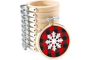 Caydo 10 Pieces 2.2 Inch Mini Embroidery Hoops Adjustable Circle, Cross Stitch Hoop Ring for Embroidery, Art Craft Handy Sewing, and Home Decoration