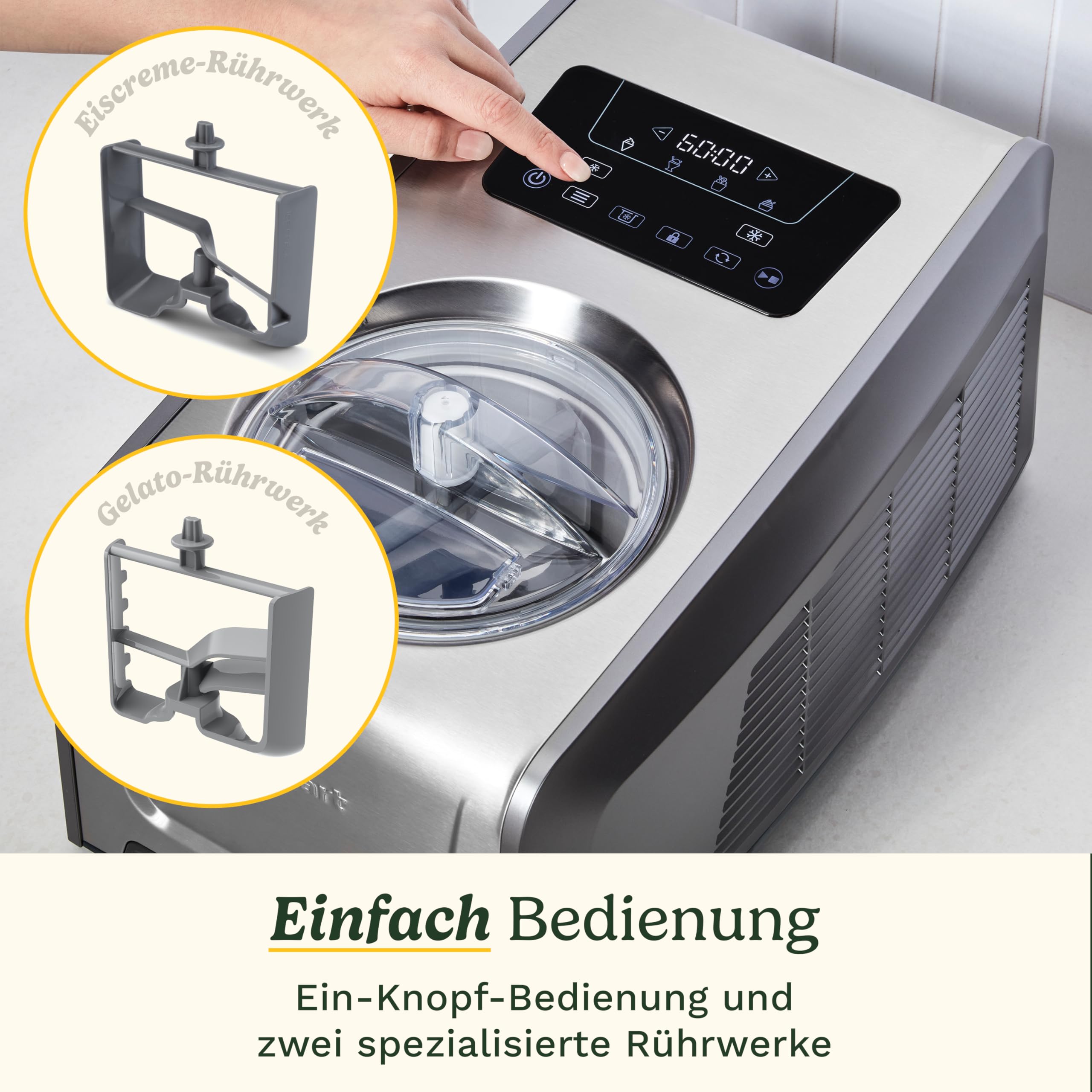 Cuisinart FreezeEase Pro – Selbstkühlende Eismaschine 4 Voreinstellungen | 14 Funktionen | Eiscreme, Sorbet, Frozen Yoghurt, Gelato Kein Vorkühlen nötig | Fertig in 40 Minuten | 90 Min Kühlhaltefunkt 4