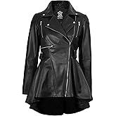 Decrum Womens Leather Jacket - Peplum Style Casual Real Lambskin Leather Jackets for Women