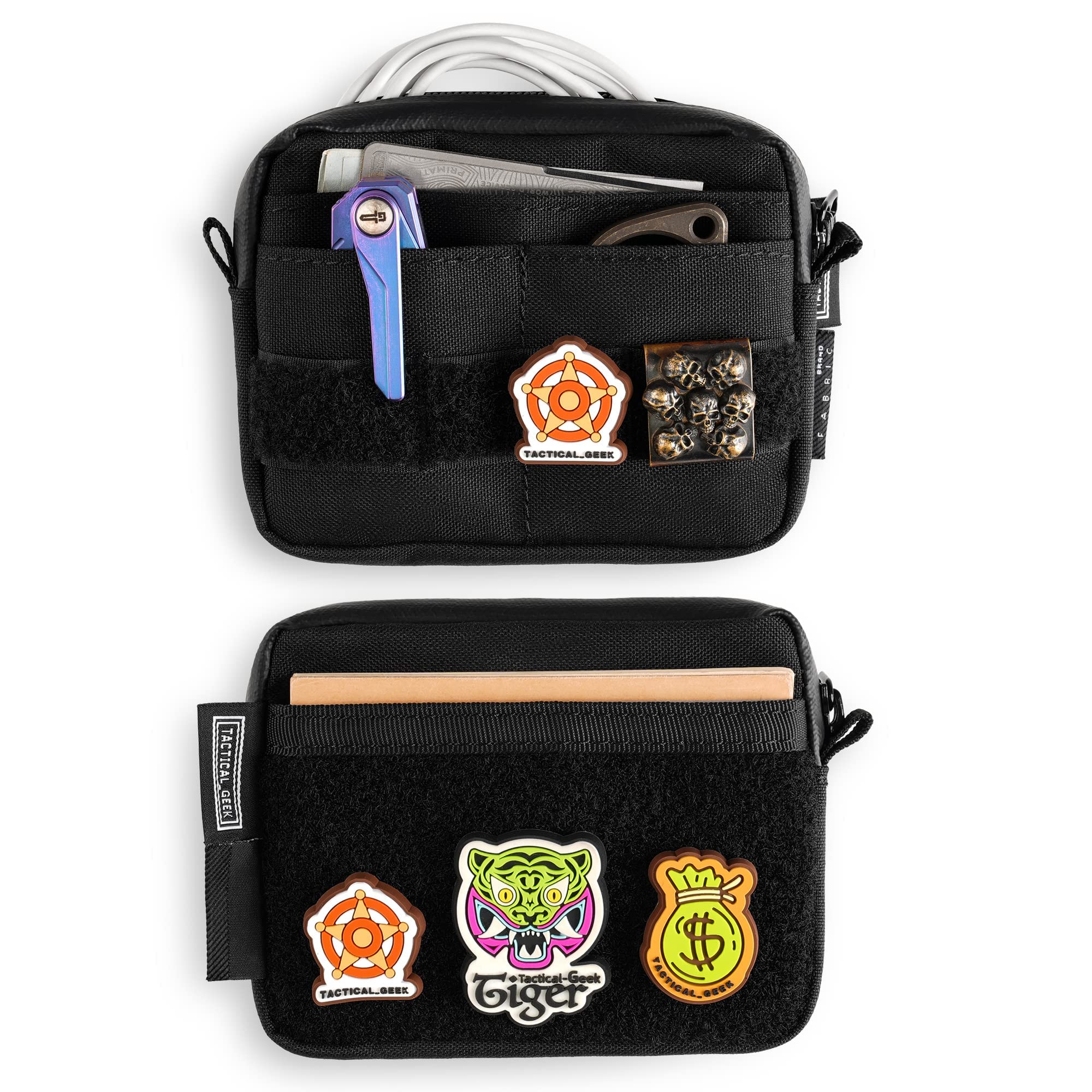 TACTICAL GEEK Storage A3 EDC Pouch Organizer, Nylon Multi-Functional Utility Small Tool Pocket, Multi-Purpose Molle EDC Gadget Storage Pouch, Nylon Compact Organizer for Daily Carry, Black