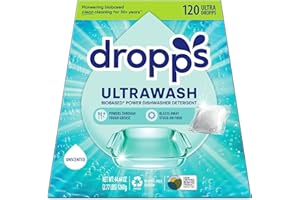 Dropps UltraWash Dishwasher Pods, Unscented (120 Count) - Biobased Power Deep Clean Dishwasher Detergent Tablets for Sparkling Shiny Dishes - No Rinse Aid or Pre-Wash Needed - Dishwashing Pods
