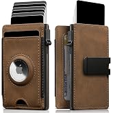 iwantit Front Pocket Wallet for Men: Slim with Detachable Money Clip Airtag Holder ID Window - RFID Blocking for Cards Cash Safe - Pop Up Bifold Wallet for Father, Husband, Friends (Light Brown)