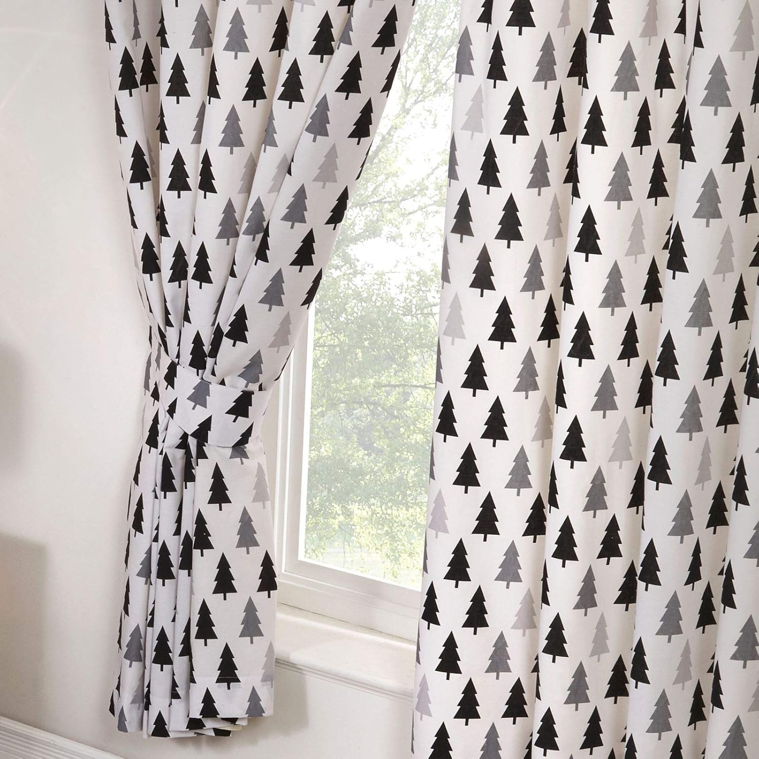 Scandi Bear Forest Bedroom Range Kids White/Grey/Black - Duvet Cover Set, Fitted Sheet Set & Curtains Available (54" Curtains) - Image 3