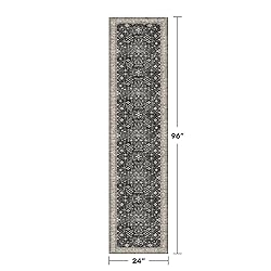 Black Washable 8ft Long Runners for Hallways, 2x8