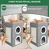 Hibtn Cat House Cave 3 Story Foldable Indoor Cat Condo with Cushions view 3