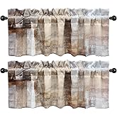 LALILO Abstract Art 2 Pack Valance for Windows - Wrinkle Resistant Blackout Valances, Heavyweight Fabric (52x18 Inch, Brown Beige)