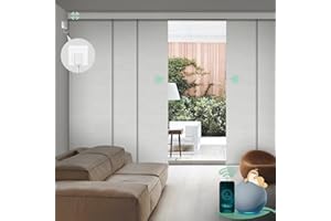 Yoolax Custom XL Smart Sliding Door Blinds, Motorized Sliding Panel Blinds Compatible with Alexa, Fabric Blackout Vertical Bl