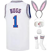 Mens Bugs #1 /Lola #10 Halloween Bunny Jersey Space Movie Squad Basketball Jersey Sports Shirt White XS-XXL