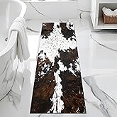 FNLNDO Cowhide Bathroom Rugs Long Western Rug Bath Mats Cow Print Rugs Farmhouse Bathroom Decor Absorbent Non Slip Shower Mats with Rubber Backing for Laundry (17"x 47", Cow Print)