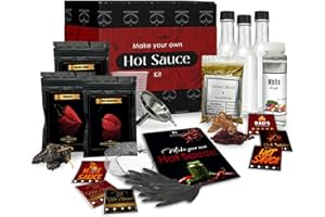 KITSY BOX DIY Hot Sauce Making Kit with Real Peppers, Make Your Own Hot Sauce, 26pc Gift Set For Adult Men Dad, Gift Box Included