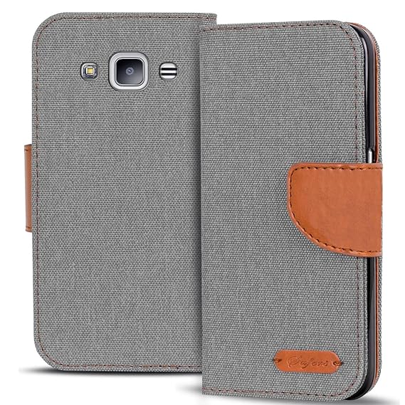 Verco Galaxy S3 Hülle, Schutzhülle für Samsung Galaxy S3 Neo Tasche Denim Textil Book Case Flip Case - Klapphülle Grau