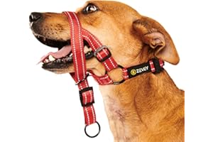 Zevey Adjustable Dog Head Halter with Safety Strap, Soft Padded Dog Head Collar for Small Medium Large Dogs, No-Pull Dog Harness for Training and Walking (Medium, Red)