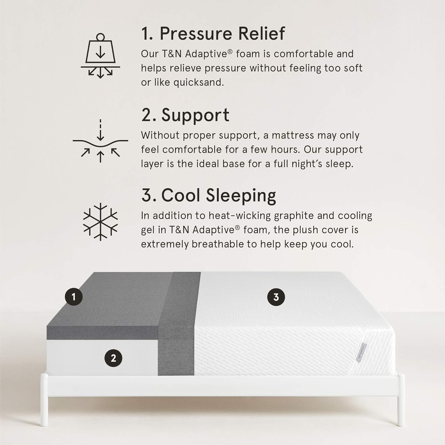 TUFT & NEEDLE - Original Queen Adaptive Foam Mattress, CertiPUR-US, 100-Night Trial: Furniture & Decor