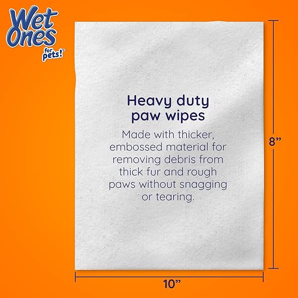 WET ONES FOR PETS ANTIBACTERIAL HEAVY DUTY PAW WIPES, TROPICAL SPLASH SCENT – THICK DOG CLEANING WIPES – SCENTED, DURABLE AND DISPOSABLE DOG WIPES FOR PAWS, 50 COUNT