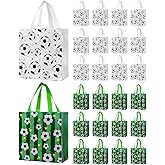 Liobelon 24 Pack Soccer Snack Bags, Reusable Team Goodie Bags for Snacks & Treats – Party Favors for Soccer Birthday, Team Events, Sports Celebration
