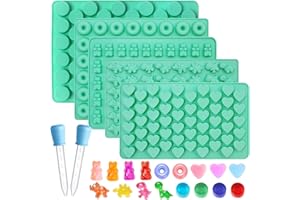 7Pcs Gummy Bear Molds Silicone, Nonstick Gummy Molds Includes Bear, 55 Cavity Round Molds, Dinosaur, Heart, Donut, Gummy Cand