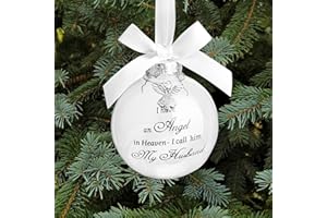 JJBOOM Christmas Memorial Feather Ball Angel Ornament I Have an Angel in Heaven I Call Him Husband Family Memorial Loss of Loved One Hanging Pendant Xmas Tree Décor