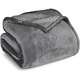 Bare Home Sherpa Fleece Blanket - Twin/Twin Extra Long - Blanket for Bed, Sofa, and Couch - Warm & Lightweight - Fluffy & Soft - Reversible (Twin/Twin XL, Grey with Grey Sherpa)
