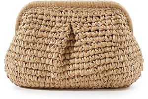 Amszke Straw Purse for Women, Beach Bag Summer Woven Clutch Purses, Cloud Crossbody Shoulder Bags Spring Handbag 2025