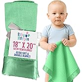 Baby Morgan Thermal Waffle Knit Baby Blanket - Soft Breathable Mini Blanket for Newborns and Infants - Toddler Blankey for Strollers, Travel, Naptime, Nursery and More - 18" x 20" (Mint, Satin Trim)