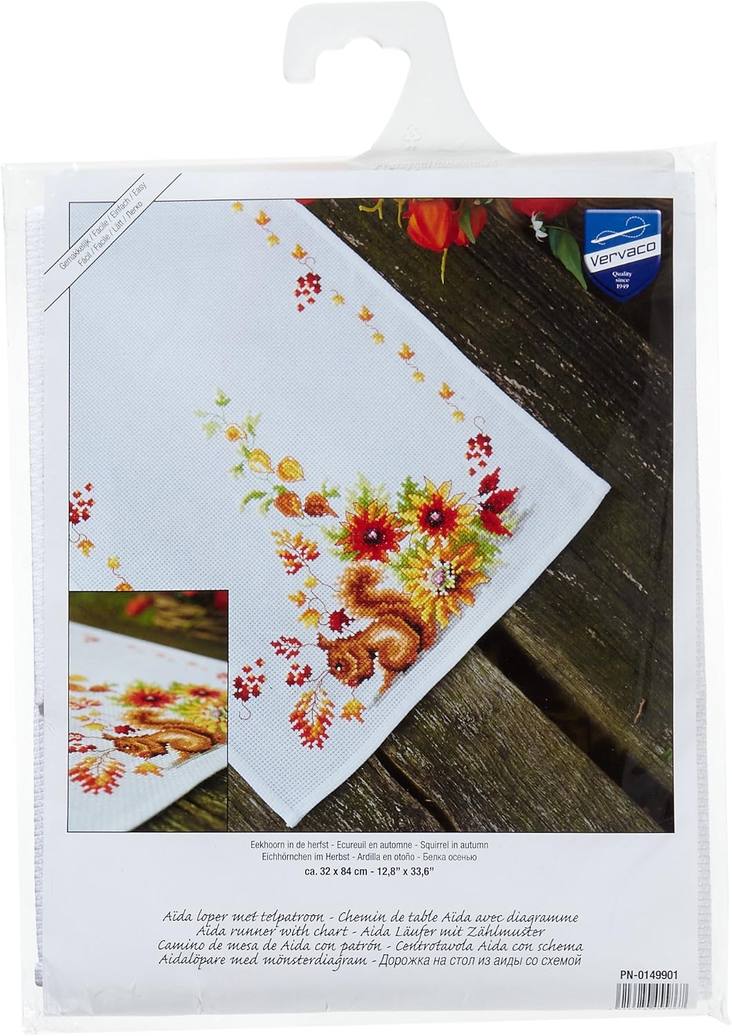 Vervaco Counted Cross Stitch Table Runner: Squirrel in Autumn, Other, NA, 32 x 84cm, N\a