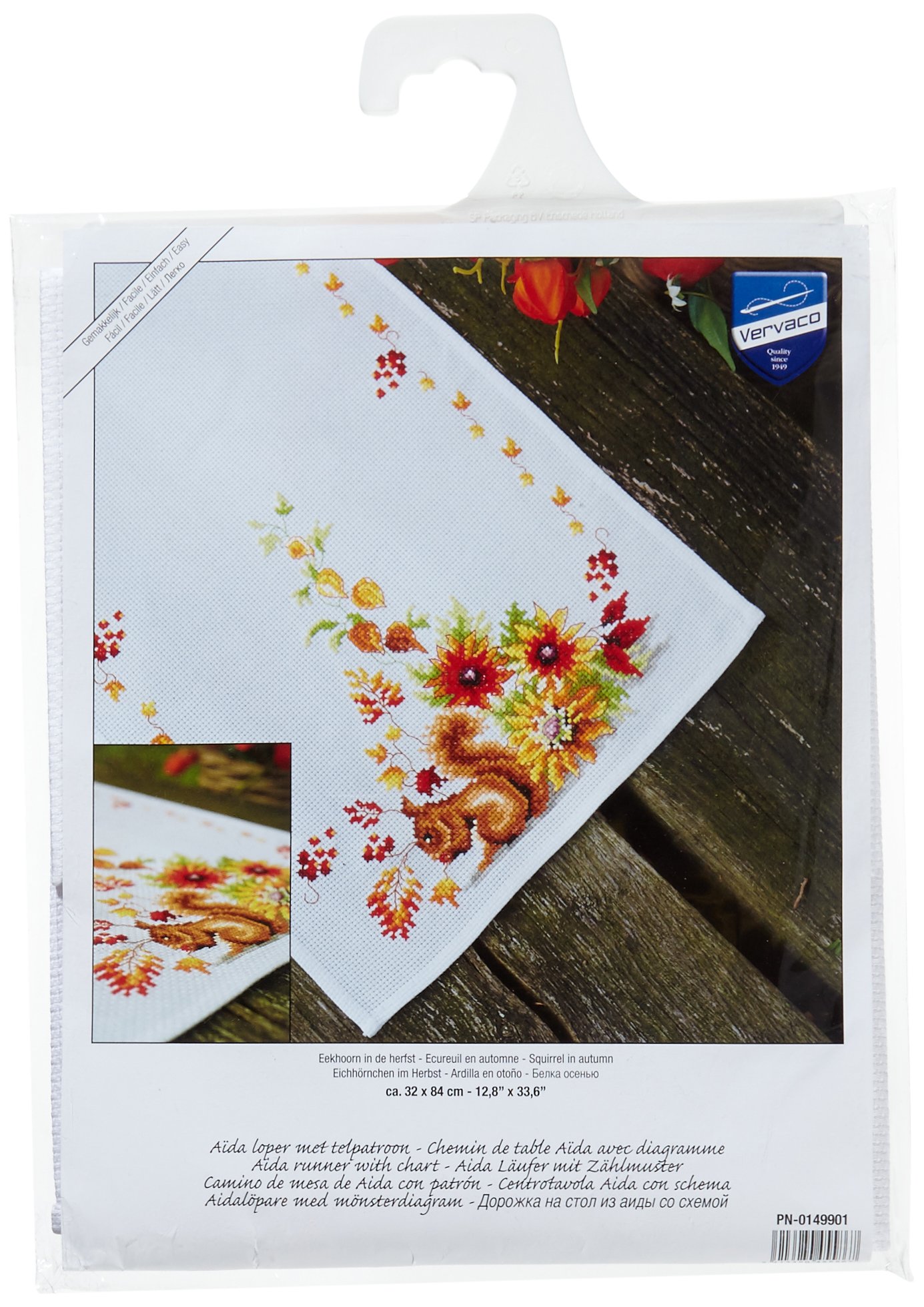 Vervaco Counted Cross Stitch Table Runner: Squirrel in Autumn, Other, NA, 32 x 84cm