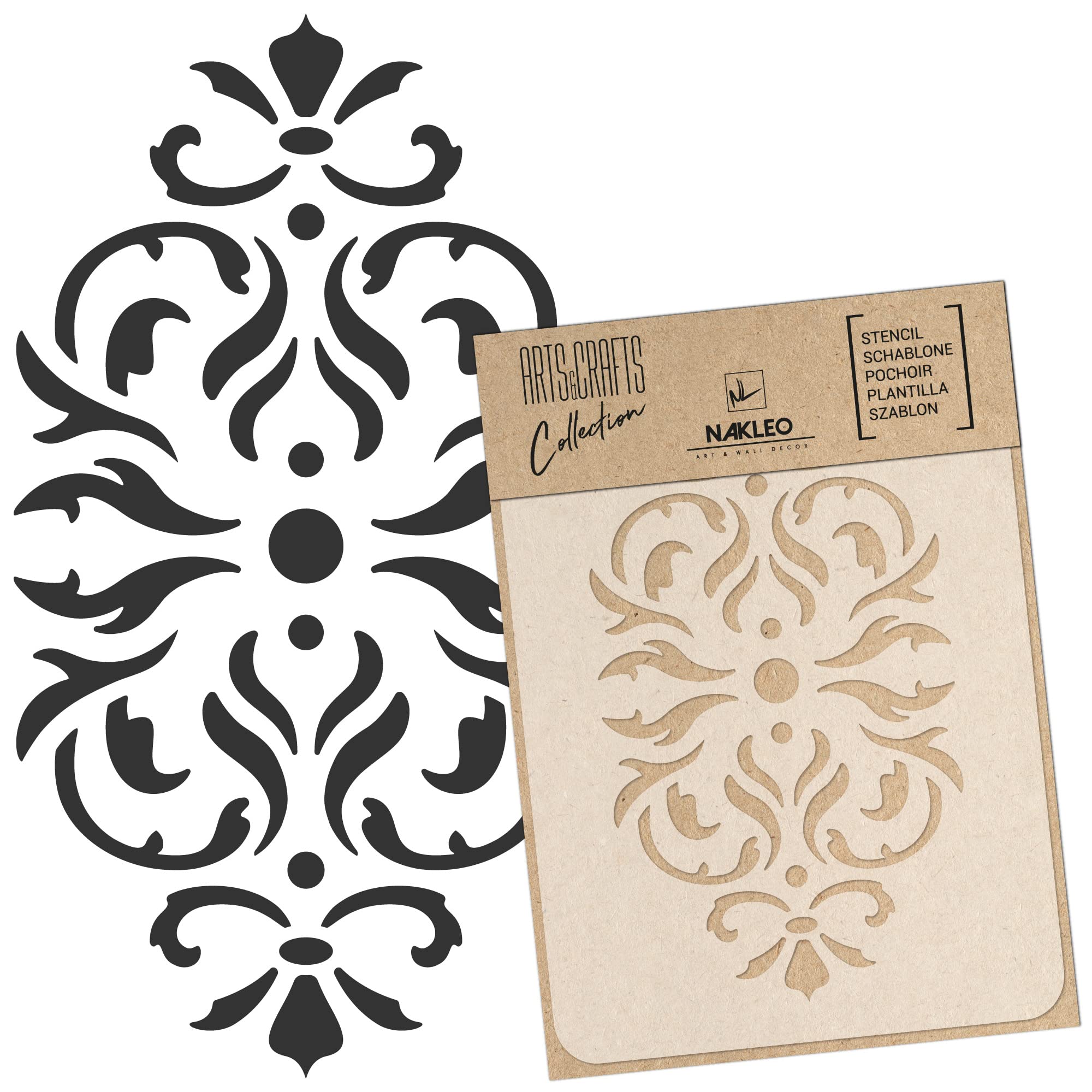 NAKLEO Painting Stencil for Crafts A3 30x42cm, Classic Baroque Ornament Pattern, Reusable Plastic DIY & Scrapbooking Drawing Template, Decoupage Art Home Decor, Wall Wood Fabric Furniture โ image 1