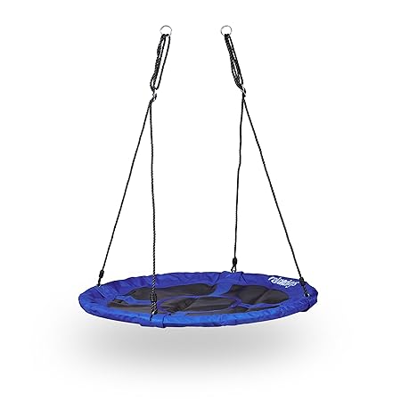 Relaxdays Nestschaukel rund bis 100 kg, geschlossene Sitzfläche, für den Garten, HBT: 150 x 110 x 110 cm, dunkelblau