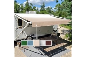 HITORHIKE RV Awning Fabric Replacement Standard Grade Premium Vinyl (17'(Fabric 16'2"), Beige Fade)