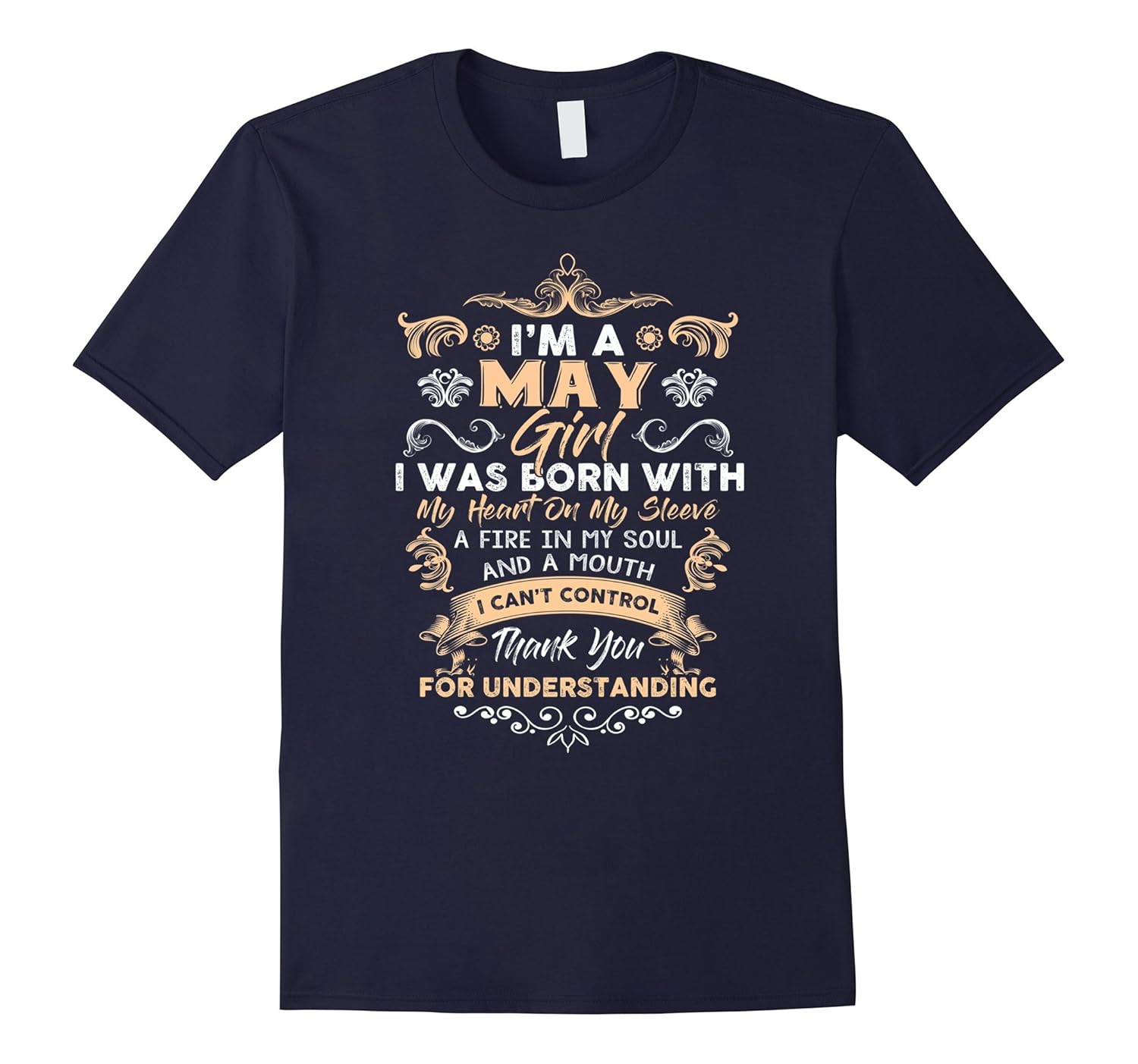 I'm A May Girl I Was Born With My Heart Birthday T Shirts-Rose