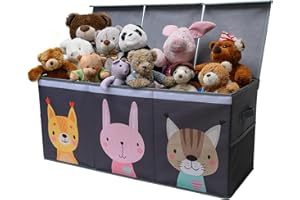 SoftOwl Extra Large Toy Storage Organizer with Lid - Sturdy, Collapsible Toy Chest Storage Box with Cute Design - Toys Bin with Dividers for Kids, Boys, Girls, Nursery, Bedroom, Play room 37"x16"x14"