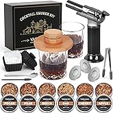 18PCS Whiskey Smoker Kit with Torch - 6 Flavors of Wood Chips, 2 Glasses, Ice Molds - Cocktail Smoker Kit, Old Fashioned Smoker Kit, Birthday Bourbon Whiskey Gifts for Men, Dad, Husband