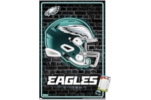 Trends International NFL Philadelphia Eagles - Neon Helmet 23 Wall Poster, 22.37" x 34.00", Poster & Mount Bundle