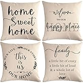 7COLORROOM 4Pack Home Decor Pillow Cover Family Saying 'This is us' with Inspirational Quotes - Farmhouse Home Decorative Pillowcases 18" X 18" for Couch, Sofa, Patio