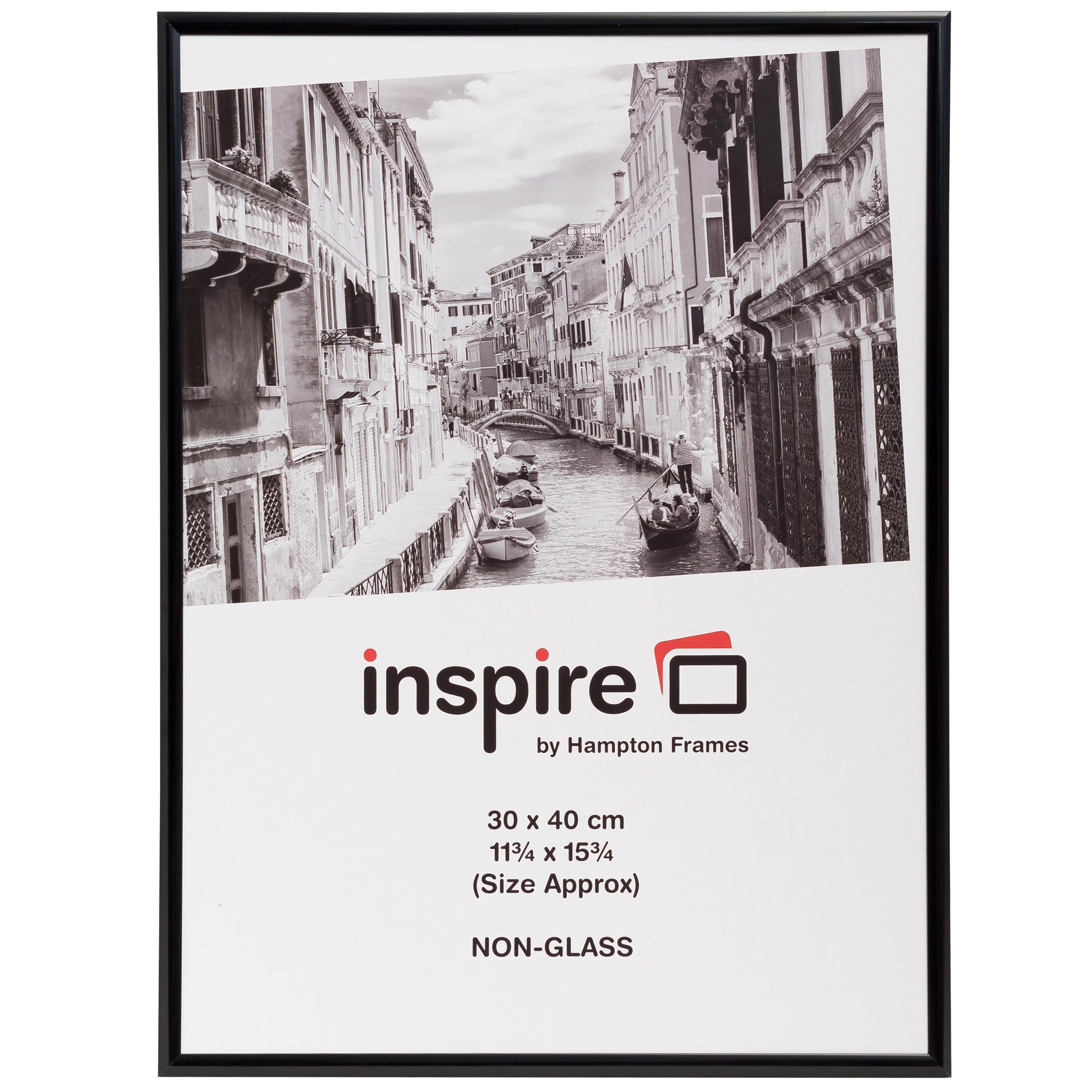 Hampton Frames ALUMINIUM 12x16 (30x40cm) Black Picture Poster Photo Frame Acrylic (Non-Glass) PAAF1216BLK