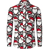Arvilhill Men's Christmas Shirts Long Sleeve Novelty Xmas Button Shirts (S-3XL)